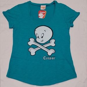 Casper The Friendly Ghost Blue Woman's Junior Tee NWT Sizes M & L